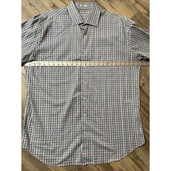 Peter Millar Summer Comfort XL Blue Pink Check Long Sleeve Button Up Shirt - Picture 8 of 8